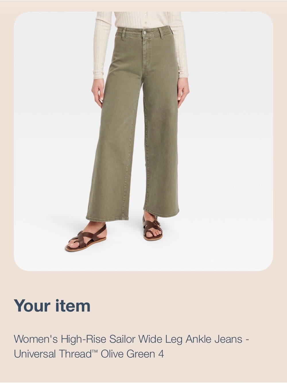Universal Thread Olive Green High-Rise Wide-Leg Ankle Jeans